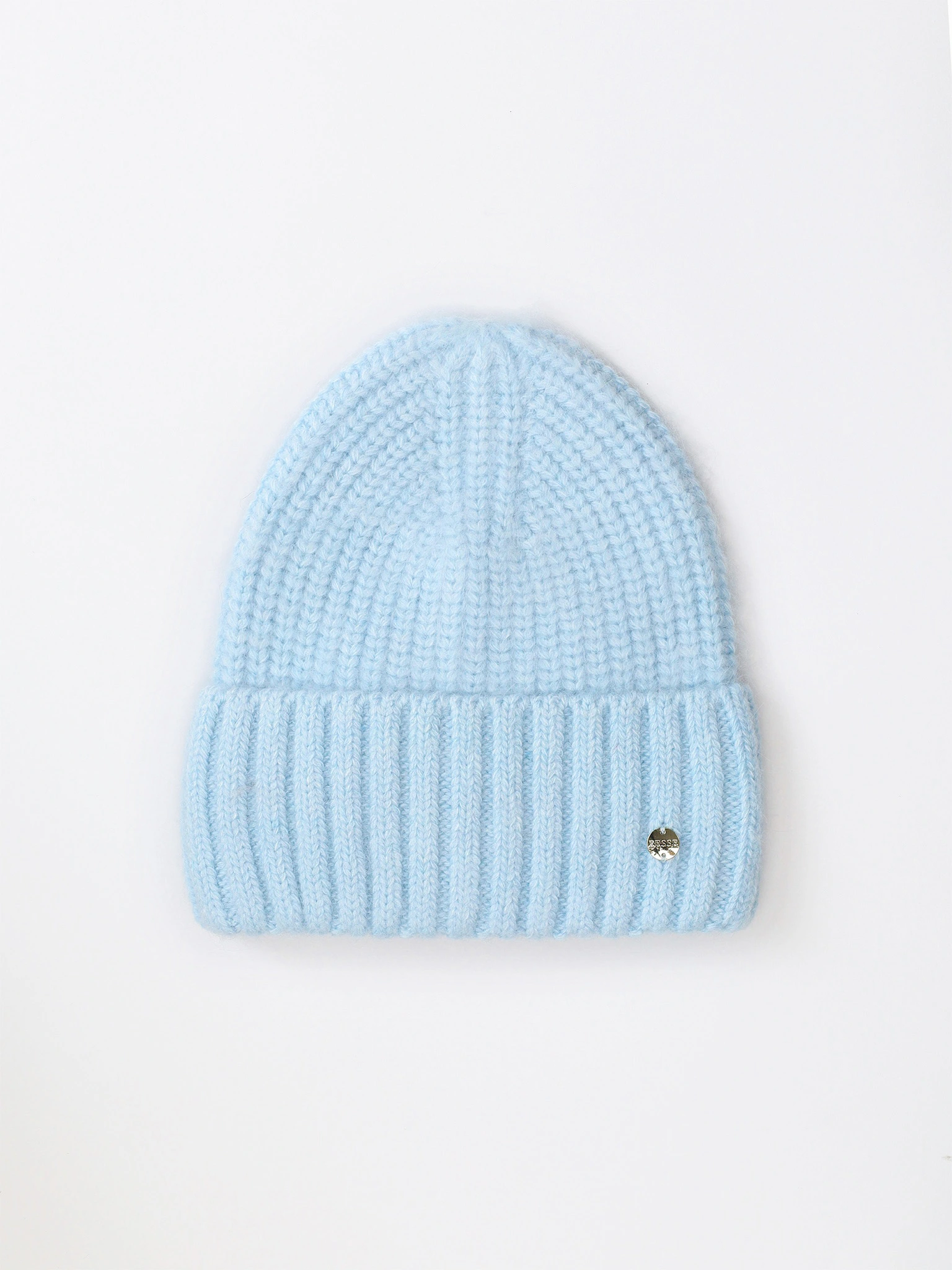 Шапка-бини из ангоры и нейлона с отворотом в ассортименте